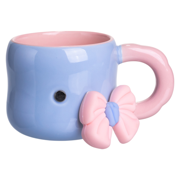 Кубок порцелянова з магнітом Бант 400 (мл) подарункова кружка прикольна чашка для дітей на подарунок Блакитний з рожевим FM-52D - фото №3