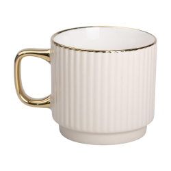 Чашка порцелянова із золотим обідком і золотою ручкою 300 (мл) Бежева RX-N231129BE