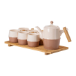 Чайний сервіз на 6 персон з бамбуковою підставкою коричневий HP-15-21 - фото №5