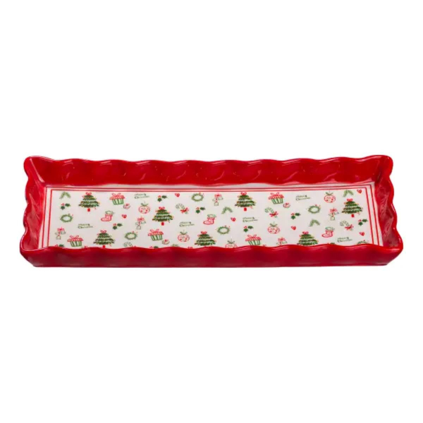 Сервірувальне новорічне блюдо для закусок Merry Christmas 36,5×13×3 (см) з порцеляни CR-1-16 - фото №7