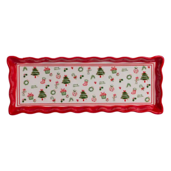 Сервірувальне новорічне блюдо для закусок Merry Christmas 36,5×13×3 (см) з порцеляни CR-1-16 - фото №6