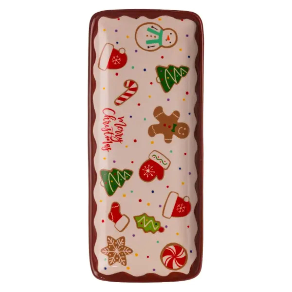 Блюдо сервірувальне новорічне для закусок Merry Christmas 34×14×2 (см) блюдо прямокутне різдвяне з порцеляни CR-1-38 - фото №5