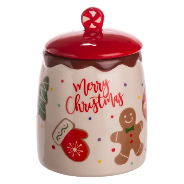 Банка для сипучих продуктів з кришкою з порцеляни 9×13 (см) Merry Christmas CR-1-42 - фото №6