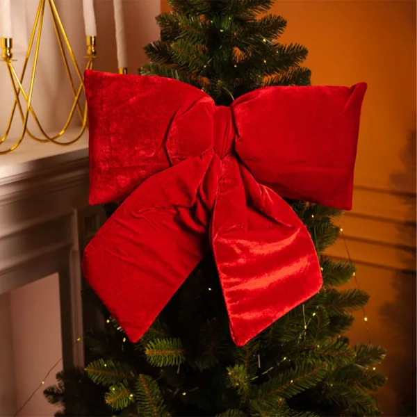 Оксамитовий бант для декору на ялинку 55×70 (см) Бордовий CR-2-1 - фото №4