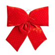 Оксамитовий бант для декору зі стразами на ялинку 55×70 (см) Червоний CR-2-5 - фото №3