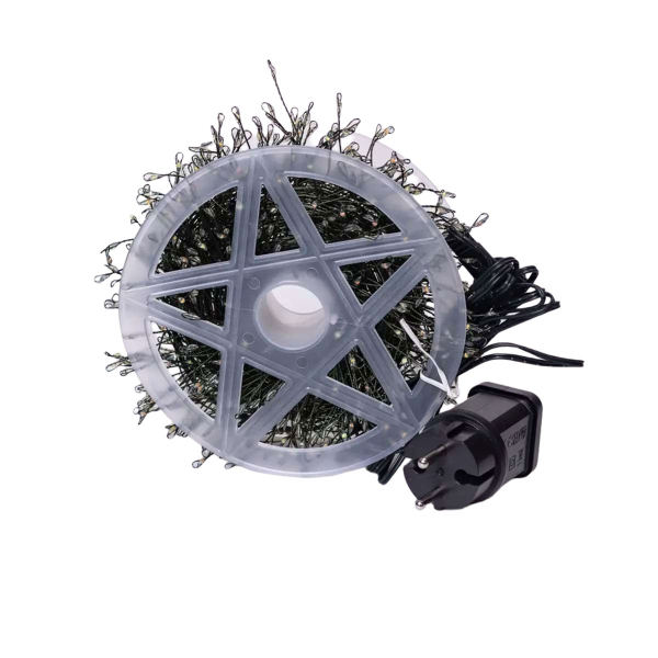 Гірлянда роса мішура 30 метрів хвойна лапа 640 led світлодіодів зелений дріт синя D1750BL - фото №9