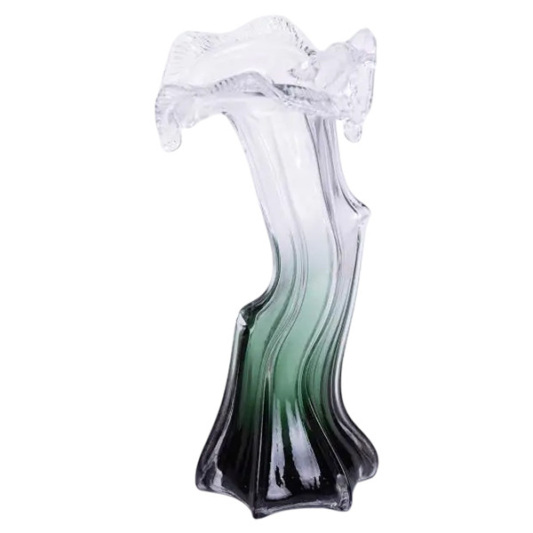 Декоративна скляна ваза для квітів 29 см фігурна Зелена HP-9-1 - фото №5