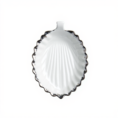 Декоративне блюдо Лист 31 см біле з чорним кантом 2553-1S - фото