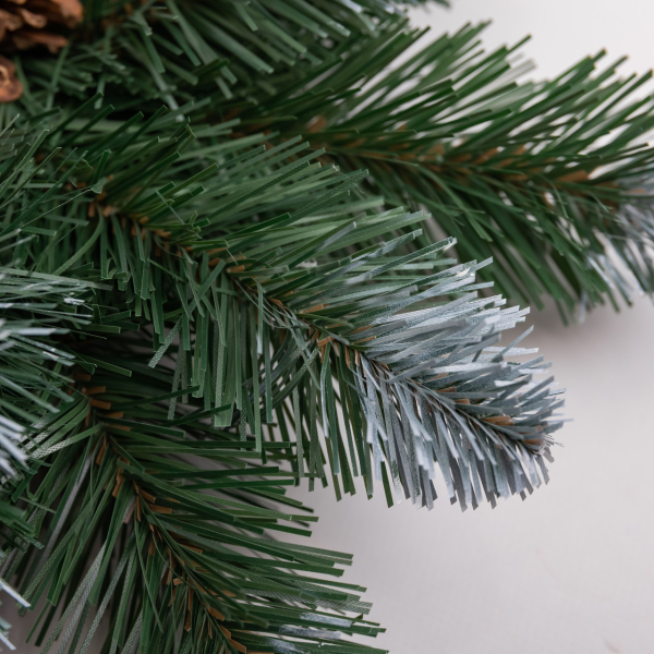 Штучний підсвічник вінок Новорічний з декором зелений із засніженими кінчиками на 1 свічку SOK-O-2 - фото №4