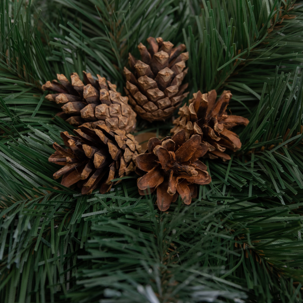 Штучний підсвічник вінок Новорічний з декором зелений із засніженими кінчиками на 1 свічку SOK-O-2 - фото №5