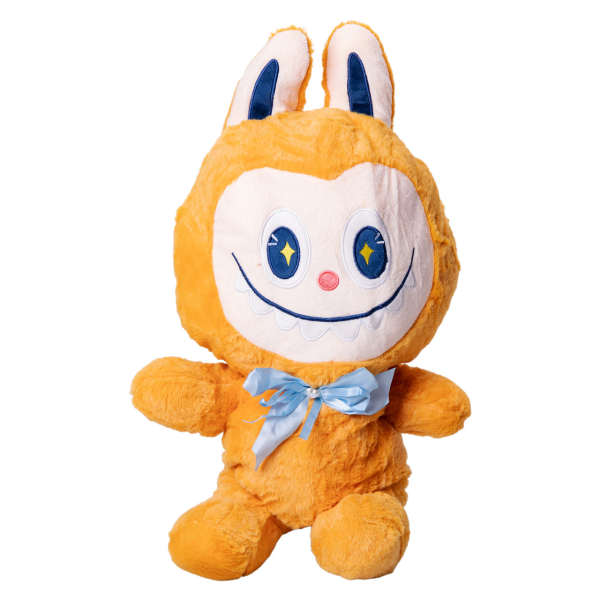 Дитяча м'яка іграшка Лабубу з пледом 54 см плюшева Жовта ТМ COLORFUL HOME LAB3Y - фото №3