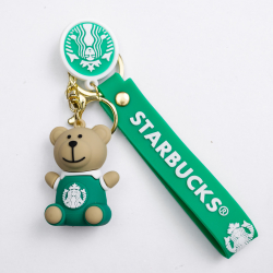 Дитячий брелок Ведмедик Старбакс 3,5×4,5 (см) для ключів, на сумку та рюкзак Зелений HP-55-26BGR
