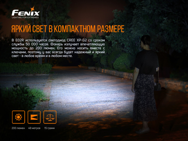 Ліхтар ручний Fenix E02R синій - фото №4