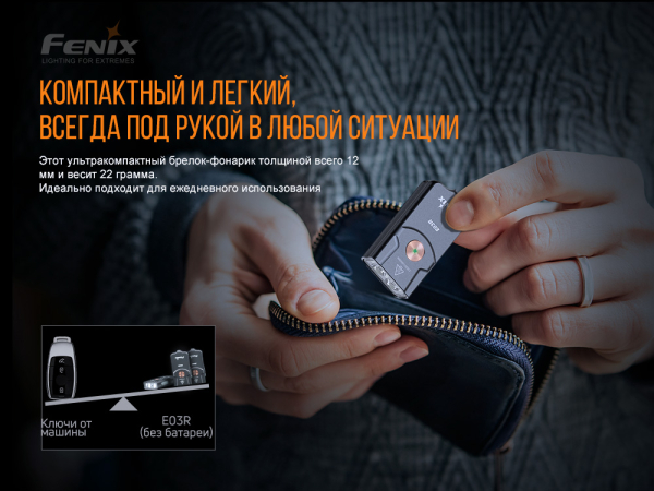 Ліхтар наключний Fenix E03R V2.0, сірий - фото №25