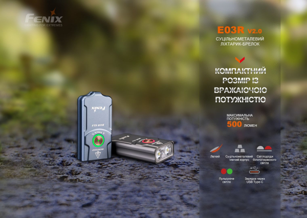 Ліхтар наключний Fenix E03R V2.0, синій - фото №5
