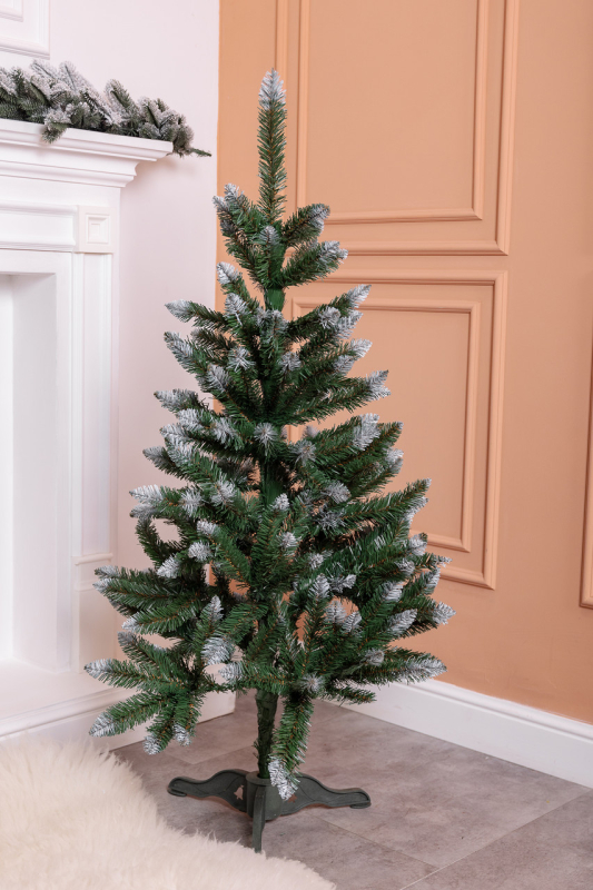 Ялинка штучна сосна 130 см зелена з білими кінчиками - фото №18