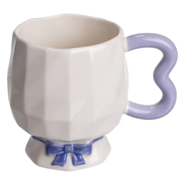 Чашка порцелянова на ніжці 400 (мл) оригінальна кружка на подарунок чашка для чаю та кави Бузковий FM-39A - фото №5