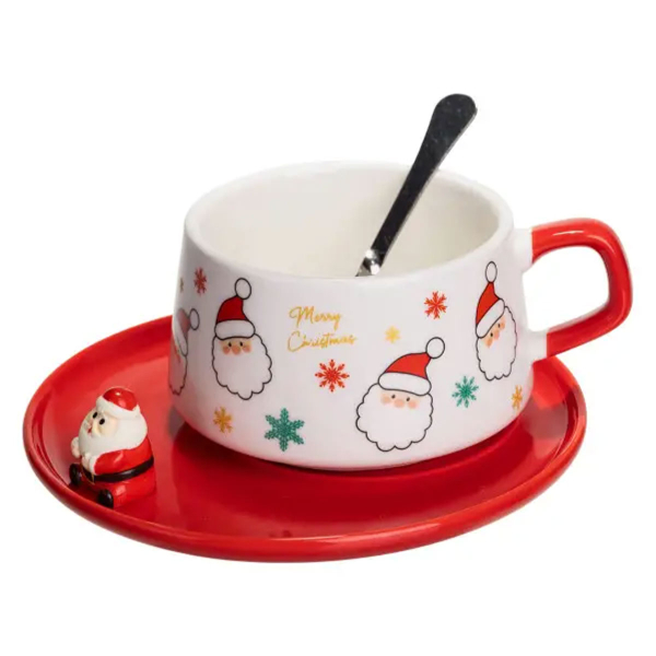 Новорічний різдвяний порцеляновий набір «Святковий ранок» 250 мл Yiwu FM-CS-10A - фото №5