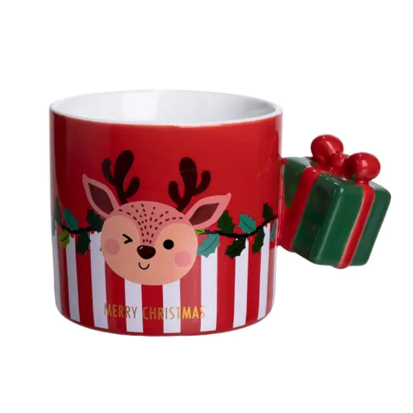 Чашка порцелянова новорічна Merry Christmas 400 (мл) Червона Yiwu FM-CS-49R - фото №7