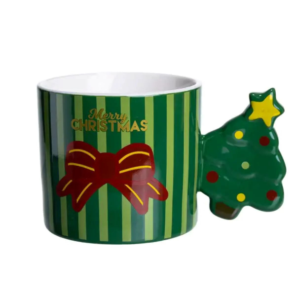 Чашка порцелянова новорічна Merry Christmas 350 (мл) Зелена Yiwu FM-CS-51GR - фото №5