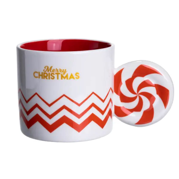 Чашка порцелянова новорічна Merry Christmas 350 (мл) Біла з червоним Yiwu FM-CS-51WR - фото №5