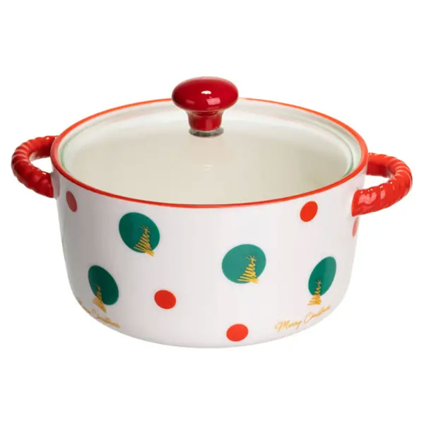 Супниця порцелянова Christmas Tree новорічна  800 (мл) з кришкою Yiwu FM-CS-9D - фото №5