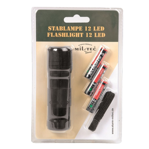 Ліхтарик MIL-TEC 12 LED (3 батарейки AAA) Чорний - фото №3