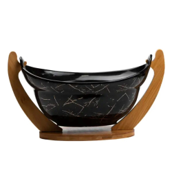 Фруктовниця порцелянова 32 x 18,5 x 18 см з бамбуковою підставкою HP1237