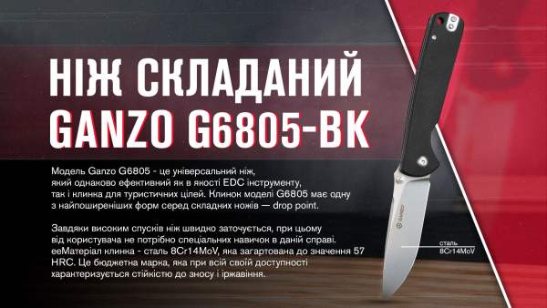 Ніж складаний Ganzo G6805-BK чорний - фото №14