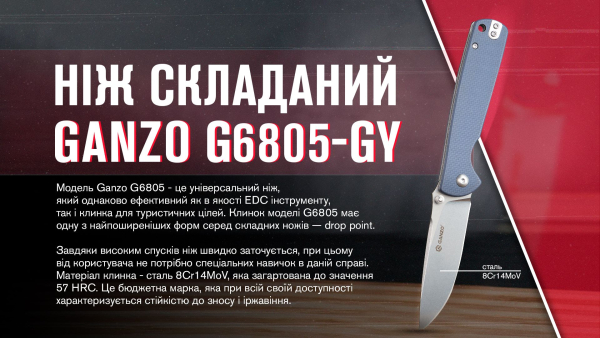 Ніж складаний Ganzo G6805-GY сірий - фото №14
