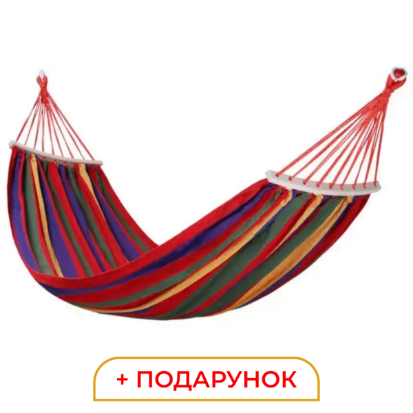 Гамак туристичний підвісний тканинний 174х80 см з планкою Червоний SJ-0010-2R - фото