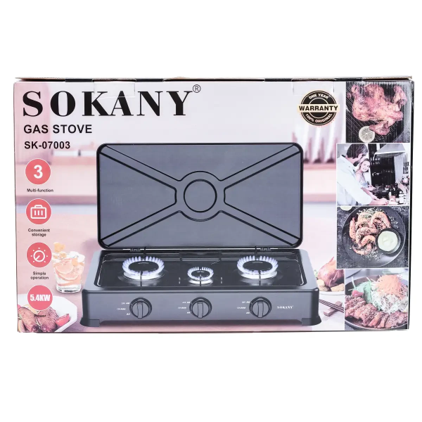 Газова плита настільна на 3 конфорки Sokany під балонний газ Lugi SK-07003 - фото №6