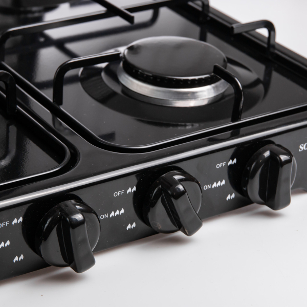 Газова плита настільна Sokany чорна 4 конфорки міні переносна для дачі кемпінгу, портативна газплита туристична SK-6004-Black - фото №8