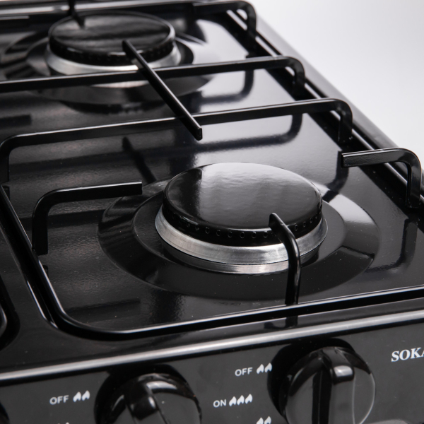 Газова плита настільна Sokany чорна 4 конфорки міні переносна для дачі кемпінгу, портативна газплита туристична SK-6004-Black - фото №10