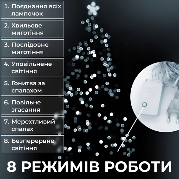 Гірлянда нитка світлодіодна GarlandoPro 171 LED 16м 8 режимов гірлянда новорічна W300LEDML - фото №31