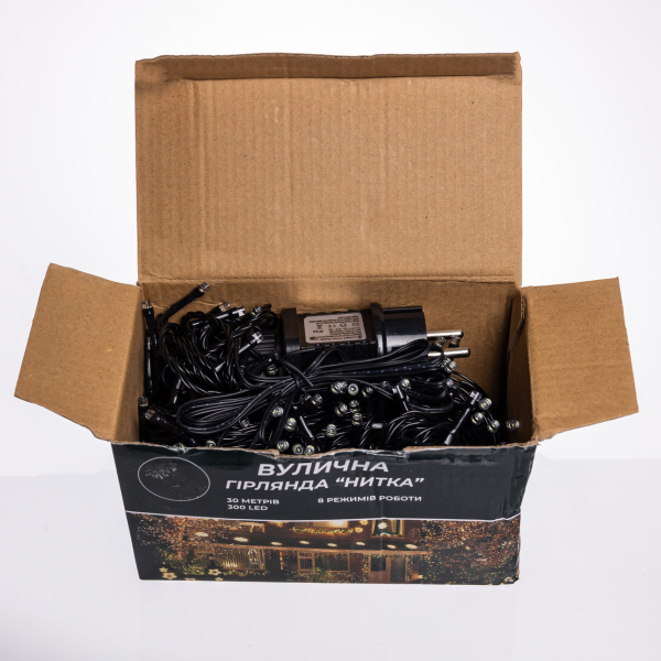 Гірлянда Нитка вулична 30 (м) 300 LED чорний провід Білий CF300L30MBW - фото №5