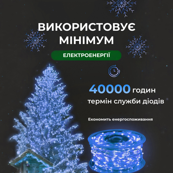 Гірлянда роса на пульті 200 метрів на 2000 led світлодіодів крапля на білому дроті синя 2000L200MWBL - фото №6