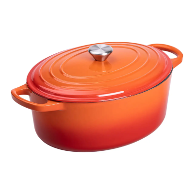 Гусятниця чавунна емальована з кришкою на 6 літрів Ø26 см для всіх типів плит Жовтогаряча HP-1-10-ORANGE - фото