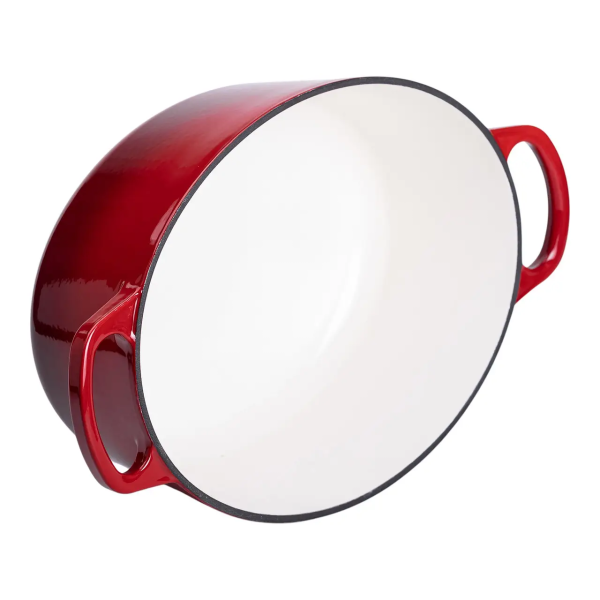 Гусятниця чавунна емальована червона 6 літрів Ø26 см з кришкою, посуд для тушкування запікання всіх типів плит HP-1-10-RED - фото №3