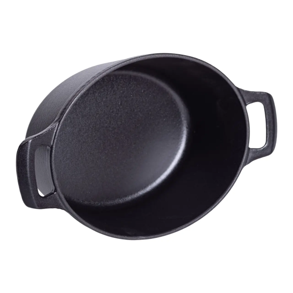 Гусятниця чавунна з кришкою 3 л Ø22 см чорна, каченята казан для тушкування запікання кухонний посуд HP-1-11-BLACK - фото №2