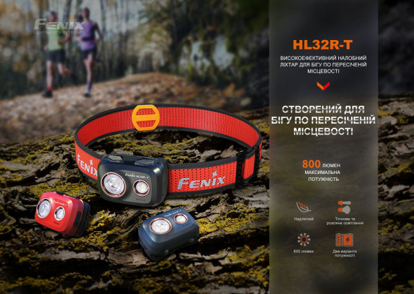 Ліхтар налобний Fenix HL32R-T синій - фото №17