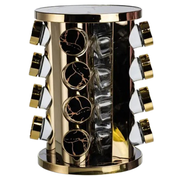 Карусель для спецій 16 баночок по 100 мл чорний мармур HP-1370 - фото №7