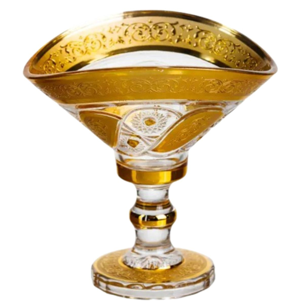Конфетница стеклянная Yiwu Bogema Gold 15 см на фигурной ножке (HP-34-134) - фото №7