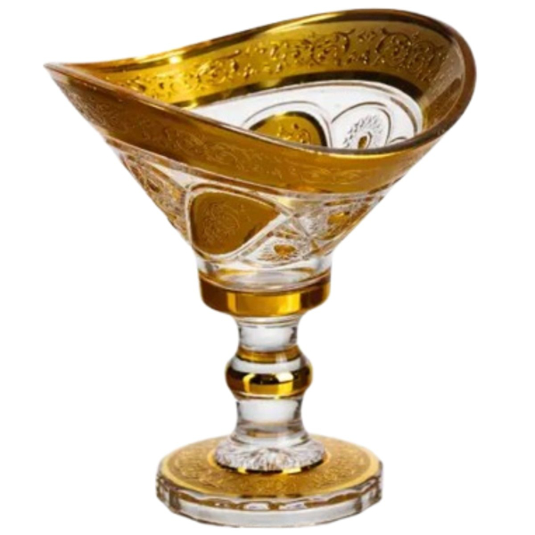 Конфетница стеклянная Yiwu Bogema Gold 15 см на фигурной ножке (HP-34-134) - фото №11
