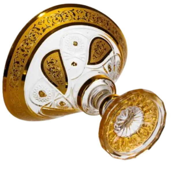 Конфетница стеклянная Yiwu Bogema Gold 15 см на фигурной ножке (HP-34-134) - фото №9