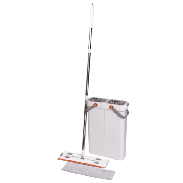 Швабра з відром для миття підлоги з віджимом, плоска насадка з мікрофібри, набір для прибирання дому HP-35015-18 - фото №11