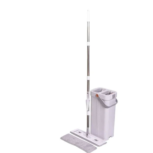 Набір для прибирання з плоскою шваброю та двосекційним відром з віджимом, насадка з мікрофібри, компактний HP-35015-19 - фото №10