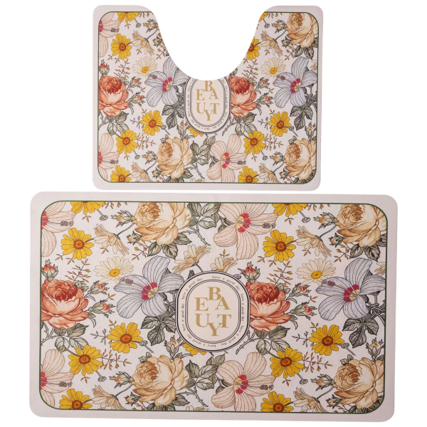 Набір ковриків для ванной Flowers 2 штуки 80*50 см/50*40 см диатомитовых - фото №7