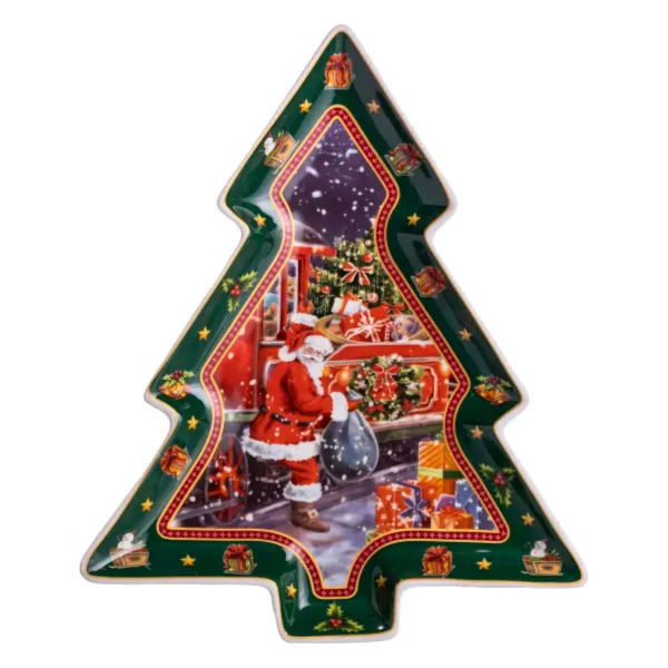 Сервірувальне новорічне блюдо для закусок з порцеляни Santa 29×24×2 (см) HP-SDHK-18 - фото №5