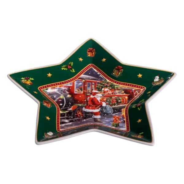 Сервірувальне новорічне блюдо для закусок Santa 25,5 (см) з порцеляни HP-SDHK-20 - фото №7